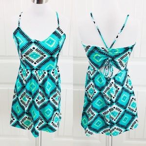 2B Bebe Green Mini Dress Cutout Ruched Back M